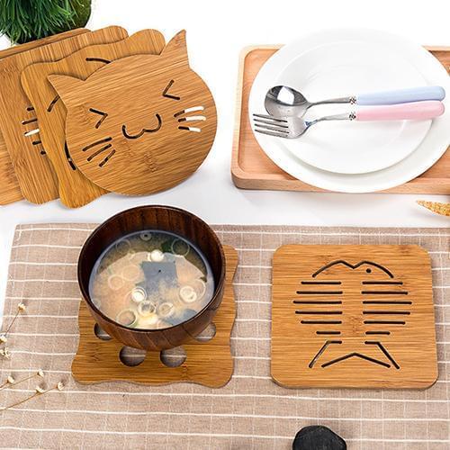 Lovely Cartoon Kitchen Table Protect Durable Wood Coasters Placemats Heat Insulation Drink Mat Home Table Tea Coffee Cup Pad