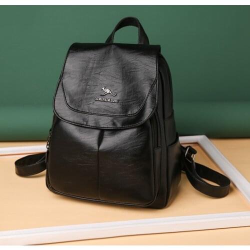 Womens Backpack Fashion and Elegant Bag Soft Leather Solid Backpack Zipper Comfortable Bag for Ladies Designer Travel Backpack