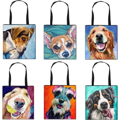 Doberman Color Print Tote Bag Woman Shopping Shopping Foldable Storage Bag Girl Fashion Cute Dog Shoulder Bag Handbag Gift