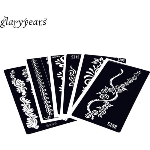 6 Sheet Wrist Body Art Henna Tatoo Stencil Flower Patter Bracelet Design Women Makeup Mehndi Tattoo Templates Party Gift S200#07