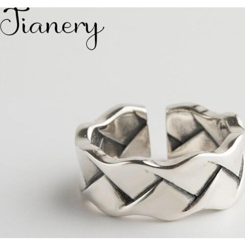 JIANERY Boho Retro Real Pure Silver Color Geometric Irregular Rings For Women Men Vintage Finger Jewelry Antique Rings