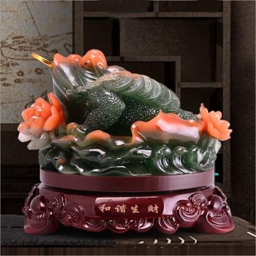 Toad harmonious way of making money resin crafts imitation jade Decoration creative home town house feng shui ornaments