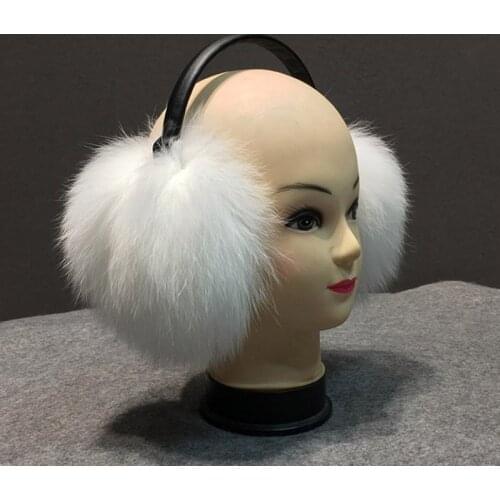 2020natural fox fur winter earmuffs Real Fox Fur Earmuffs Warm Natural Raccoon Fur Earmuffs Girls Ear Warmer Genuine fur Covers