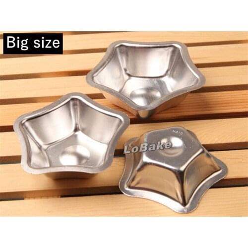 10pcs/lot) Big size star shape aluminium tart jelly mold egg cake tarte ice cream pudding moldes for DIY pastry accessories