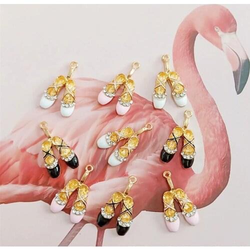 10 pcs/lot DIY Ballet Shoes Rhinestone Small Pendant Alloy Accessories Doll-Buttons Buckle Clothing Accessories Handmade