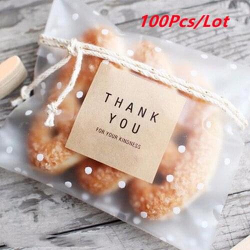100pcs/lot Frosted Translucent Dots Plastic Candy Cookie Soap Packaging Bags Cupcake Wrapper Self Adhesive Sample Gift Bag