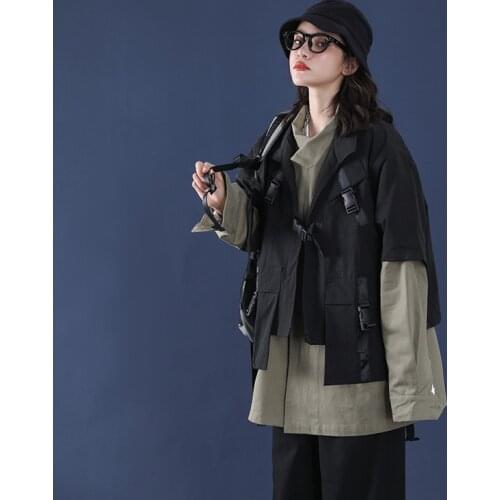 2 Pieces Techwear Streetwear Hip Hop Vest Men Black Loose Oversize Sport Harajuku Punk Multi Pockets Casual Ribbon Tactical Vest