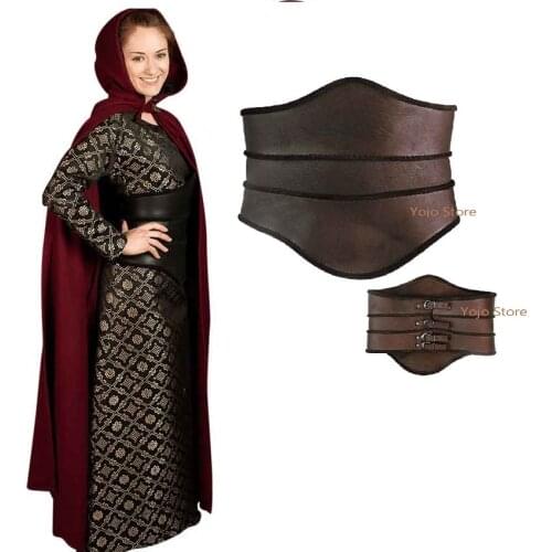 2021Medieval Metal Leather Waist Belt Costume Accessory For Adult Men Women Viking Knight Pirate Cosplay Waistband Buckle Girdle