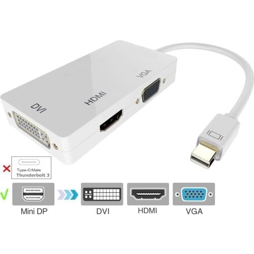 3 In 1 Thunderbolt Mini Display Port MINI DP Male To HDMI VGA DVI Female Adapter Converter Cable For MacBook Air Pro