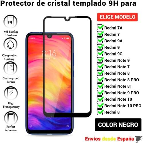3D full screen Protector for Xiaomi Redmi Note 9T 9C 9A 9S 9 8A 8T 7 7A 10 Pro. Black tempered glass for movil