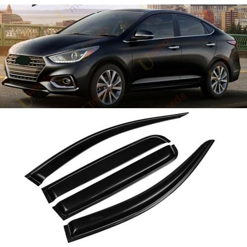 4Pcs For Hyundai ACCENT 2018 2019 2020 2021+ Window Visor Rain Sun Smoke Guard Trim Deflector Shade Awning Shelter Raincoats