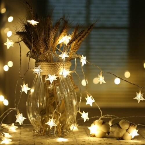 6M 40LED Star Copper Wire String Light LED 3*AA Battery Power Fairy Lamp Wedding New Year Christmas Ornaments Home Decoration