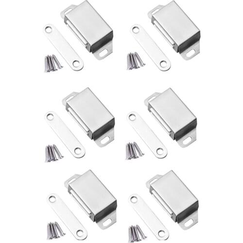 6PCS-Stainless Steel Cabinet Door Catch- 10kg Magnetic Catch for Kitchen Cupboard Wardrobe Closet Closures Cabinet Door Drawer