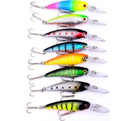 8PCS Sea Fishing Fish Bass Saltwater Minnow lure hook baits 9cm/8g