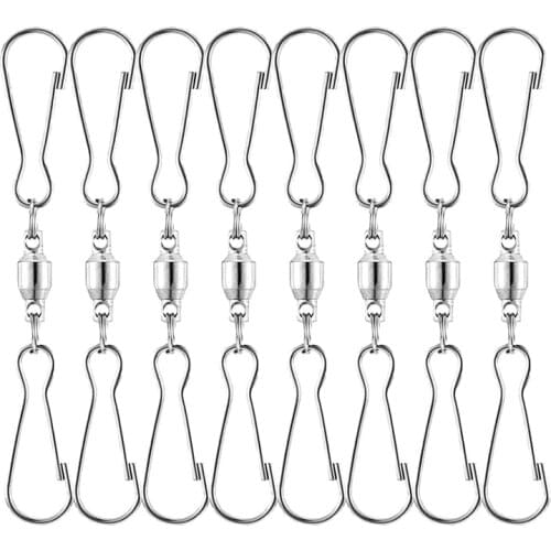 8 Pack Spinning Double Clip Swivel Hooks for Wind Spinners, Windsock, Bird Feeders, Wind Chimes Crystal Twisters Party