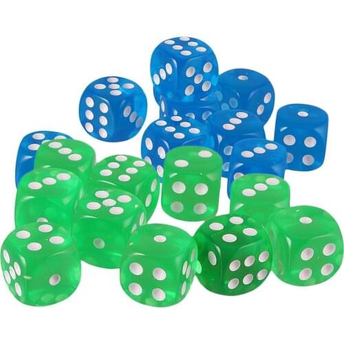 20pcs Acrylic Six Sided D6 Spot Dice for D&D TRPG Party Board Game Toys