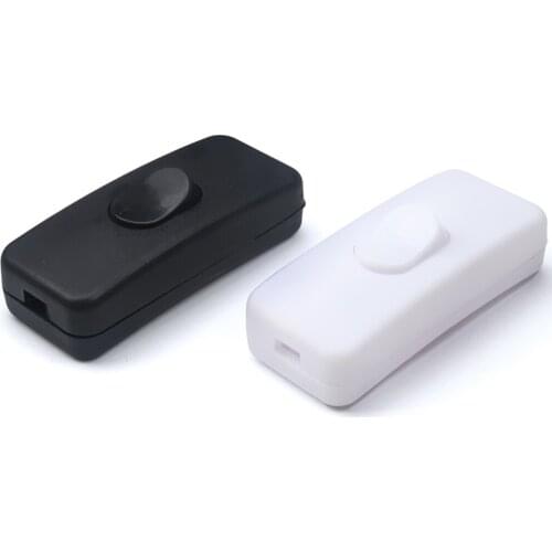 White or Black Plastic Rocker Boat PushButton AC 250V 6A ON/OFF In Line Cord Switch White for Room Household BedSide