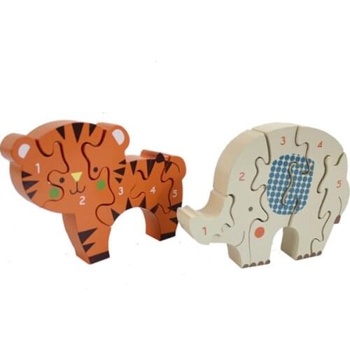 D597 Free shipping wooden animal puzzle toys for children early education jigsaw puzzle Intelligence development