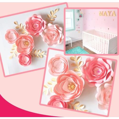 Paper Flowers Wall Decor Pink Nursery Flower Baby Shower Table Dessert Backdrop Girls Room Crafts Decoration Home Decor Dropship