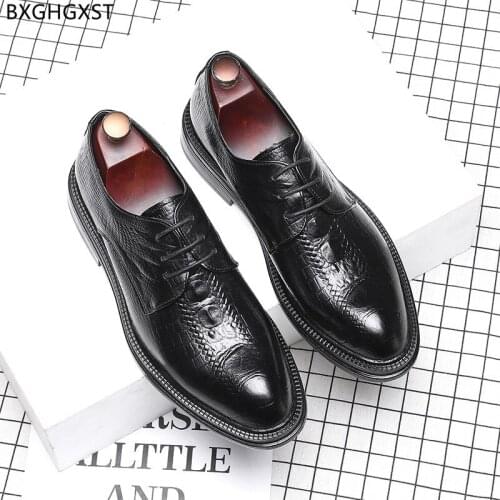 Black Dress Shoes Mens Fashion Oxford Crocodile Shoes Man Formal Party Shoes for Man 2021 Chaussure De Homme Zapatos De Hombre