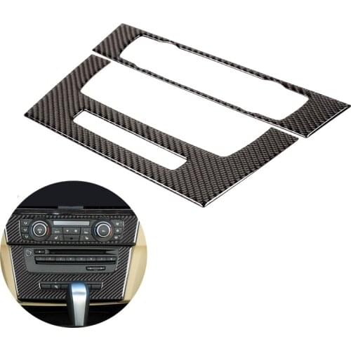 For BMW 3 Series E90 E92 E93 2005 - 2008 2009 2010 2011 2012 Carbon Fiber 2pcs Car Interior Center Control CD Panel Frame Cover