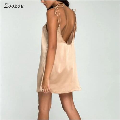 Elegant Mini Silk Dress Sling Short Dress Suspenders Satin 2020 Summer Women Sleeveless Backless Party Evening Sexy Club Custom