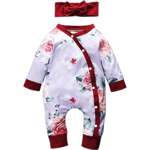 Floral Toddler Rompers Girls Romper Baby Cotton Long Sleeve Newborn Onesie baby girls spring clothes for 0-24M