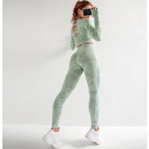 Yoga Set Womens Fitness Clothes Sports Suit High Waist Seamless Leggings Push Up Sports Crop Top Gym Clothing Womens Tranksuit