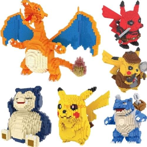 Pokemon Building Blocks Compatible Cartoon Poke Anime Ball Pikachued Diamond Mini Building Blocks Pokemon Bricks Toy Game