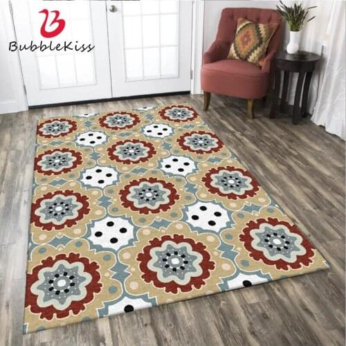 Bubble Kiss European Retro Style Colorful Flower Pattern Rug Home Anti-wrinkle Living Room Decor Carpets Bedroom Delicate Mat