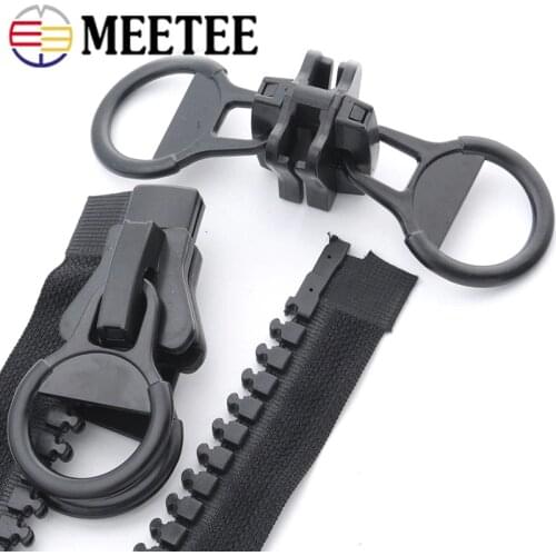 Meetee 20# Oversize Resin Zipper Black Double-sliders Open-end Zippers for Down Jacket Coat Tent DIY Sewing Accessories ZA109