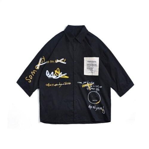 2021 summer shirt mens short-sleeved retro Honghong Port Hong Kong wind brand wind 72