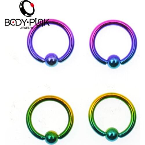 BODY PUNK Stainless Steel Nose Ring Captive Rings BCR Eyebrow Piercing Tragus Lips Piercings Jewelry 4pcs/Set BCR 002