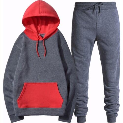 New Casual Plus Fleece Set Men Solid Color Printing Custom Mens Polar Fleece Pullover Long Sleeve Fashion Urban Hooded Collar