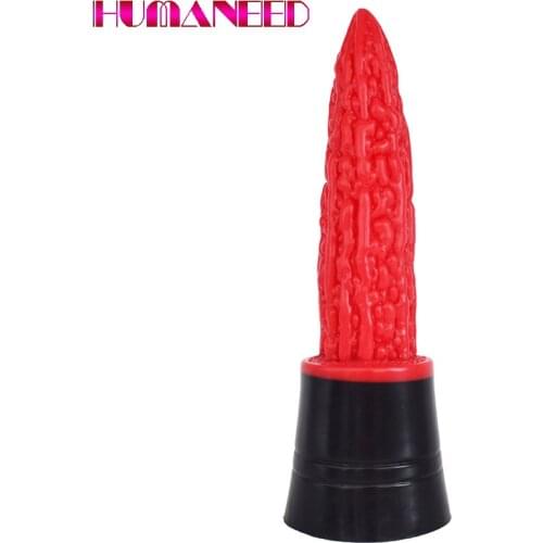 26cm Soft Silicone Anal Plug Female Masturbator Bitter Gourd Pattern Red White Sex Toys for Women Lesbian Vagina Gay Prostate