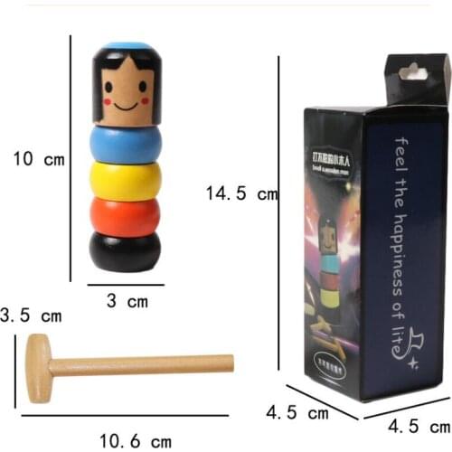Unbreakable Wooden Man Magic Toy For Children Kids Close Up Stage Magic Props Magic Tricks Accessory Immortal Daruma Magic Trick