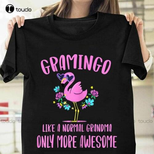 New Grammingo Flamingo With Glasses Awesome Grandma Gift Women Black T-Shirt Swim Shirt Cotton Tee S-5Xl Unisex