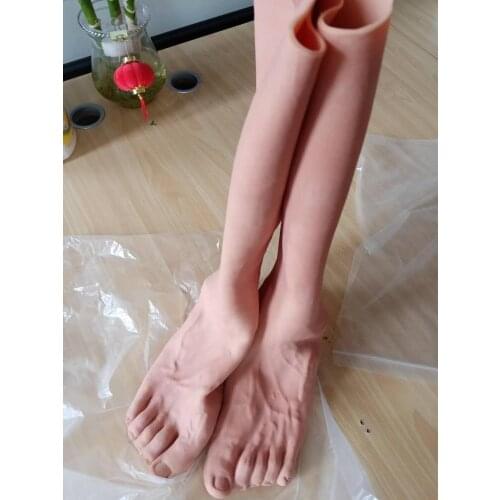 One Pair Silicone Foot Sleeve 40CM Special For U Artificial Leg Cover Highly Simulated Skin Realistic Foot Cover Silicone TPE 3G