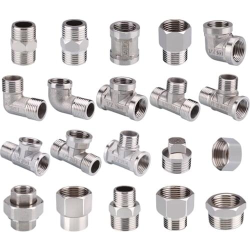 1/2" 3/4" BSP Female Male Thread Tee Type Reducing Stainless steel Elbow Butt joint adapter Adapter Coupler Plumbing fittings