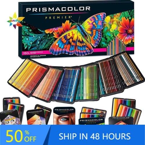 Prismacolor Premier 24 36 72 150 Lapis De Cor Colored Pencils Caixa sanford hand drawing sketch Pencil art School Supply tin box
