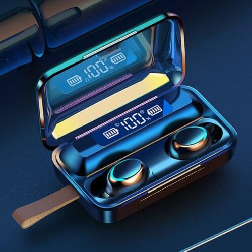 F9 TWS Bluetooth 5.0 Earphones Fingerprint Touch Headset HiFI Stereo Earbuds Wireless Headphones for sport with Charging Box