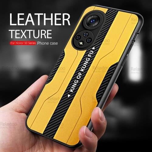 Camera Shockproof Leather Case For Honor 50 Pro 2021 5G Honor50 Xonor Honer 50Pro Carbon Fiber Back Protective Phone Cover Coque