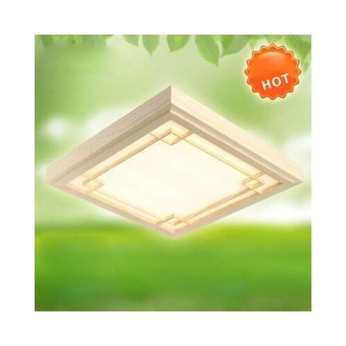 Vintage Ultra thin LED OAK Wood ceiling lamp square ceiling light Surface Mounted wooden light fixture luminarias para teto