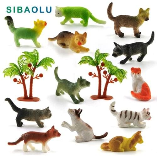 12pcs Artificial Small Cat Figurine Farm Animal Model Diy Home Decor Bonsai Miniature Fairy Garden Decoration Accessories Modern