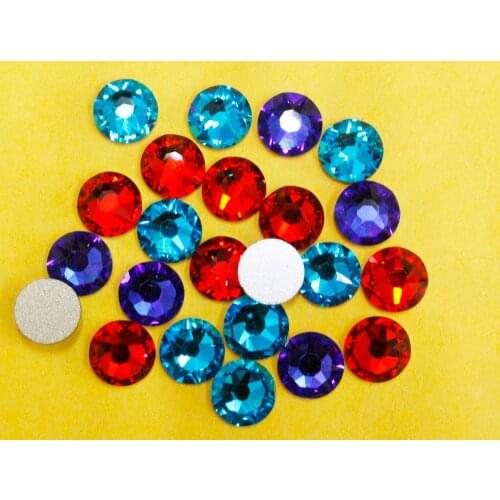 144pcs ss40 aquamarine,lt siam,sapphire 2088 cut Largest size Flat back Non hotfix rhinestones 8mm glue on crystal 8 big 8 small