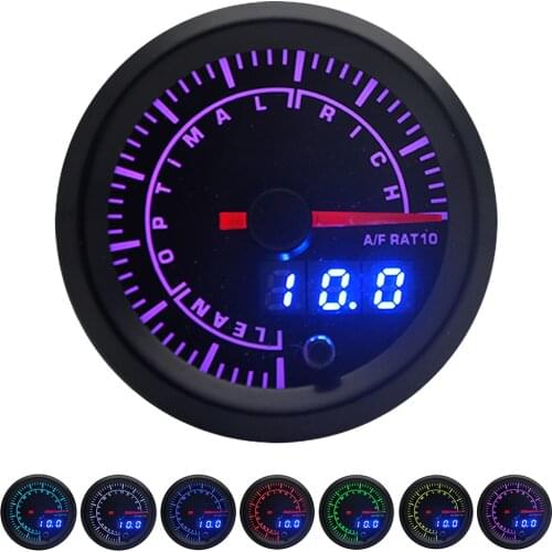 2" 52mm 7 Colors LED Car Auto Air Fuel Ratio Gauge Analog/Digital Dual Display AFR Gauge Car Meter