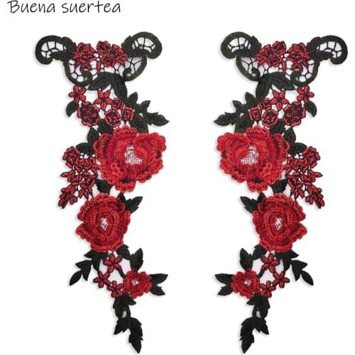 2pc/Set Embroidery Rose Flower Sew on/Iron on Patch Applique Diy Crafts Stiker for Jeans Hat Bag Clothes Accessories Badges