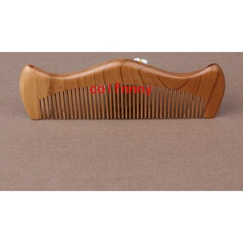 200pcs/lot Fast Shipping Natural mahogany wood Handmade Wood Comb Sparse&Dense Dual Purpose No Static Styling Tool Custom logo