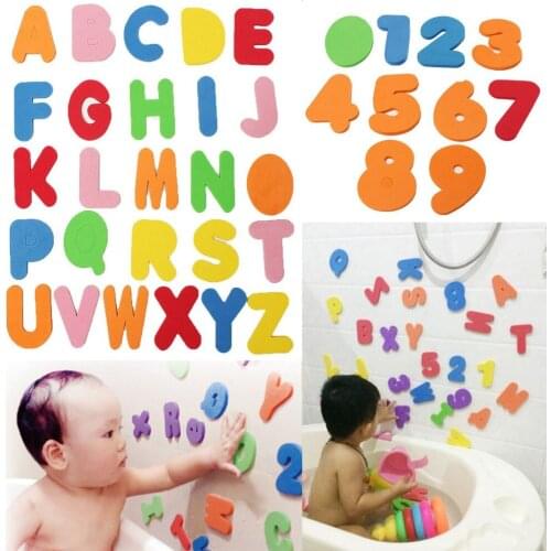 36PCS/Set Alphanumeric Letter Puzzle Baby Bath Toys Soft EVA Kids Baby Water Toys for Bathroom Early Educational Suction Up Toy