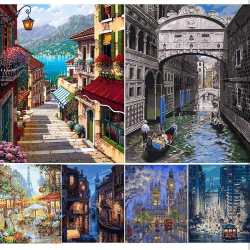 5D diamond painting landscape oil painting street landscape inlaid diamond cross stitch art picture exquisite home decorationDIY